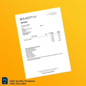 India Emotiv Inc Invoice Template in Word and PDF formats