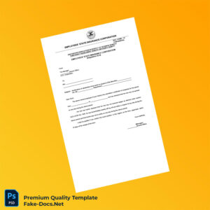 India Employees State Insurance Corporation Employment Verification Letter Template (Word & PDF) 2 page