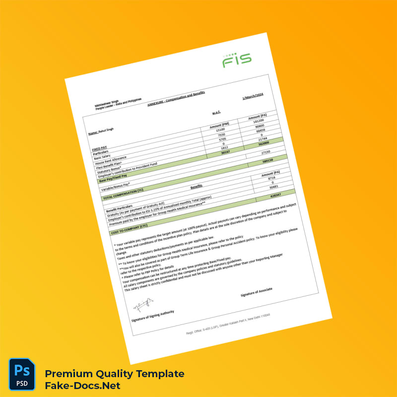 India FIS Global Business Solutions Employment Verification Letter Template (Word & PDF) 3 page India FIS Global Business Solutions Employment Verification Letter Template (Word & PDF) 3 page