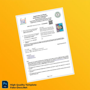 India FSSAI Editable Registration Certificate Template in Word and PDF formats 4 page India FSSAI Editable Registration Certificate Template in Word and PDF formats 4 page