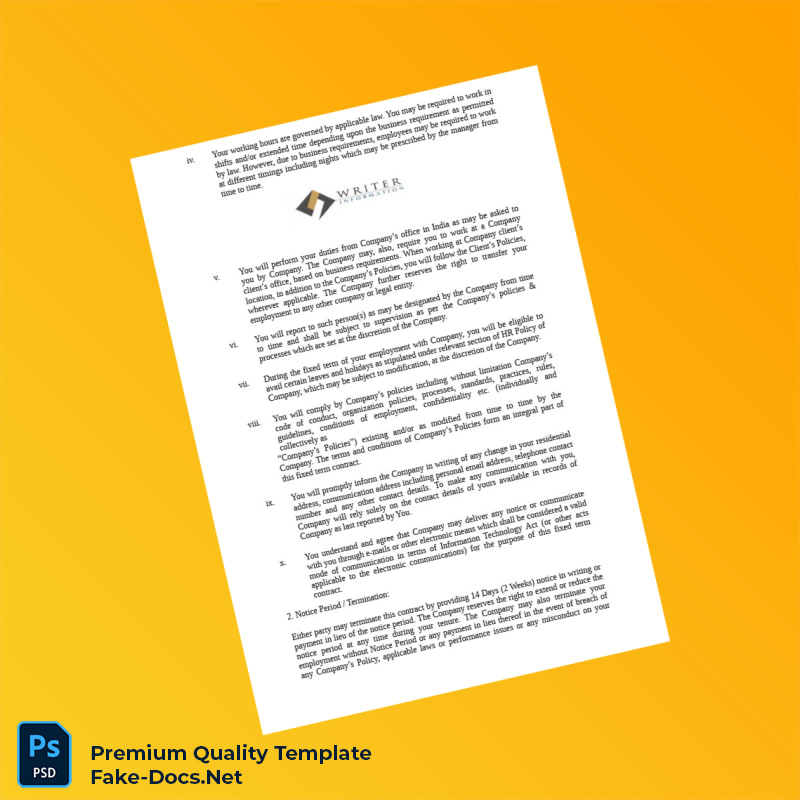 India FTC Employment Verification Letter Template (Word & PDF) 5 page India FTC Employment Verification Letter Template (Word & PDF) 5 page