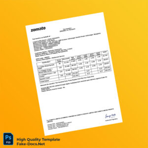 India Food Thoughts Tax Invoice Template in Word and PDF formats