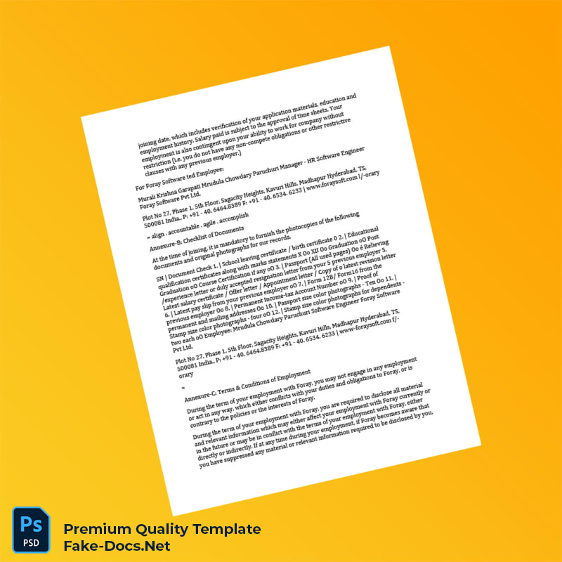 India Foray Software Employment Verification Letter Template (Word & PDF) 5 page India Foray Software Employment Verification Letter Template (Word & PDF) 5 page