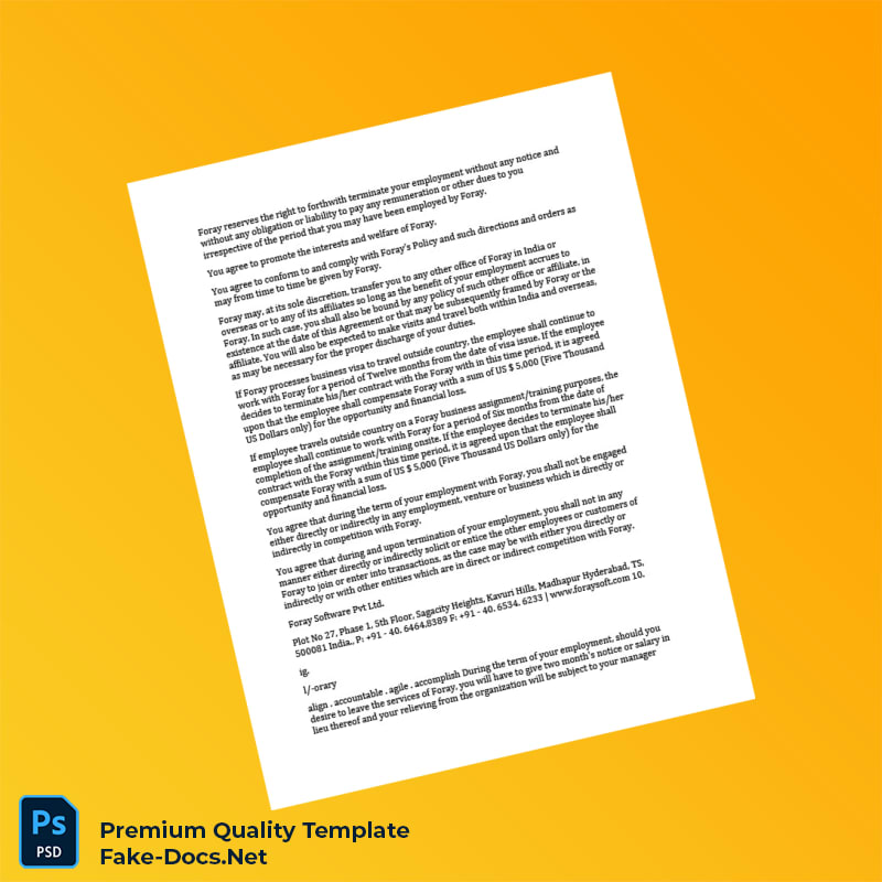 India Foray Software Employment Verification Letter Template (Word & PDF) 5 page India Foray Software Employment Verification Letter Template (Word & PDF) 5 page