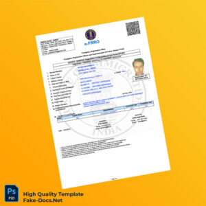 India Foreigners Registration Office Editable Registration Certificate Template in Word and PDF formats India Foreigners Registration Office Editable Registration Certificate Template in Word and PDF formats