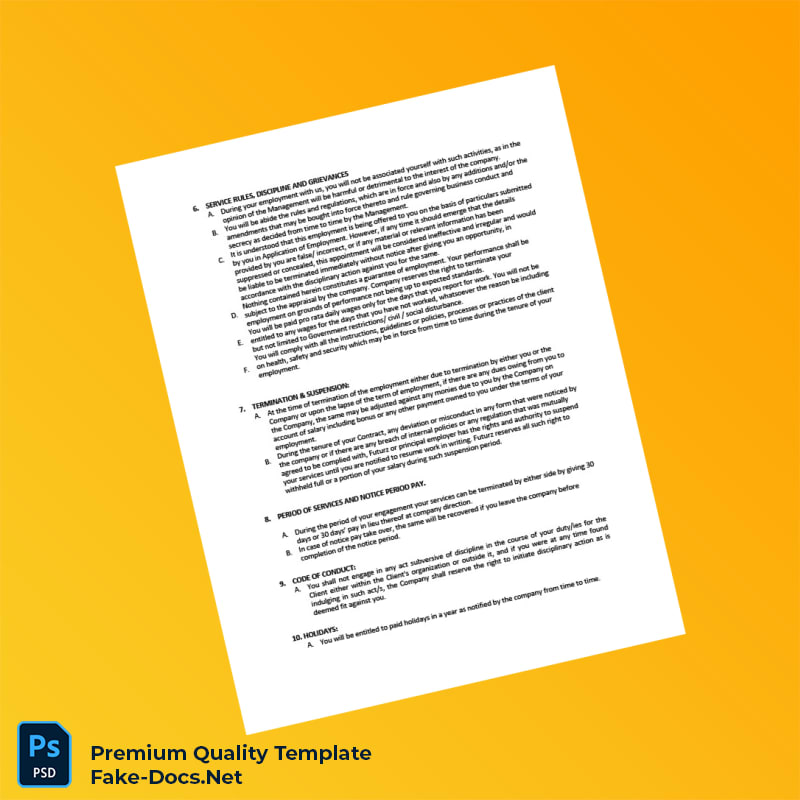 India Futurz Staffing Solutions Pvt Ltd Employment Verification Letter Template (Word & PDF) 5 page India Futurz Staffing Solutions Pvt Ltd Employment Verification Letter Template (Word & PDF) 5 page