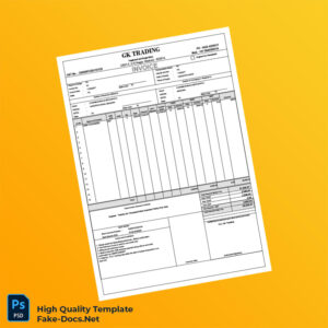 India GK Trading Invoice Template in Word and PDF formats