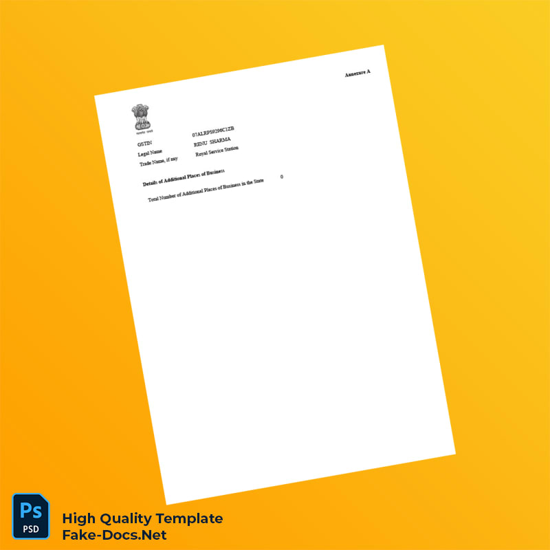 India GST Authority Registration Certificate Template in Word and PDF formats 3 page India GST Authority Registration Certificate Template in Word and PDF formats 3 page