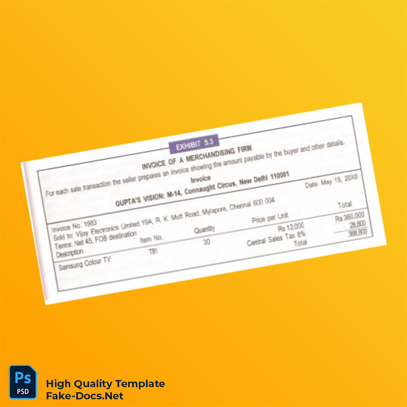 India GUPTA S VISION Invoice Template in Word and PDF formats India GUPTA S VISION Invoice Template in Word and PDF formats