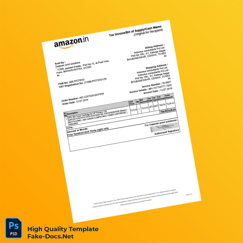 India Gajanan Print Solutions Invoice Template in Word and PDF formats India Gajanan Print Solutions Invoice Template in Word and PDF formats