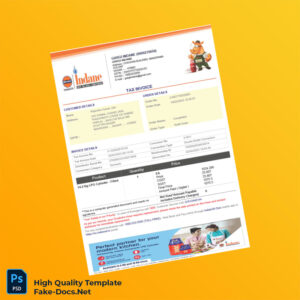 India Gargi Indane Tax Invoice Template in Word and PDF formats 2 page