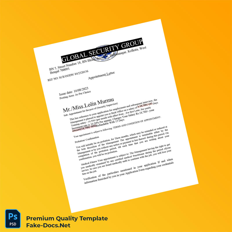 India Global Security Group Employment Verification Letter Template (Word & PDF) 5 page India Global Security Group Employment Verification Letter Template (Word & PDF) 5 page