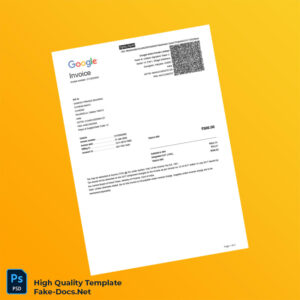 India Google Invoice Template in Word and PDF formats 2 page