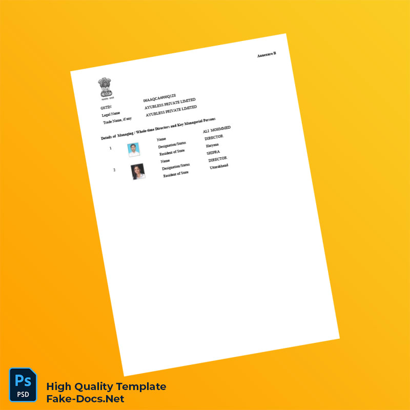 India Government GST Registration Certificate Template in Word and PDF formats 3 page India Government GST Registration Certificate Template in Word and PDF formats 3 page