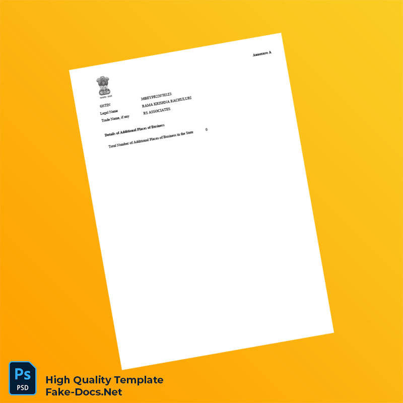 India Government of India GST Registration Certificate Template in Word and PDF formats 3 page India Government of India GST Registration Certificate Template in Word and PDF formats 3 page