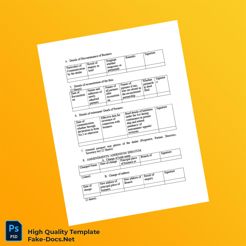 India Government of Kerala Department of Commercial Taxes Business Registration Certificate Template in Word and PDF formats 6 page India Government of Kerala Department of Commercial Taxes Business Registration Certificate Template in Word and PDF formats 6 page