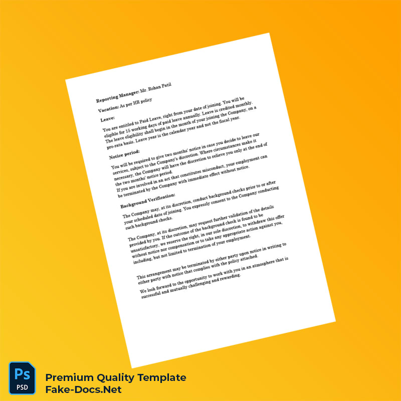 India Greenbiz Agro Industries LLP Offer Letter Template (Word & PDF) 4 page India Greenbiz Agro Industries LLP Offer Letter Template (Word & PDF) 4 page