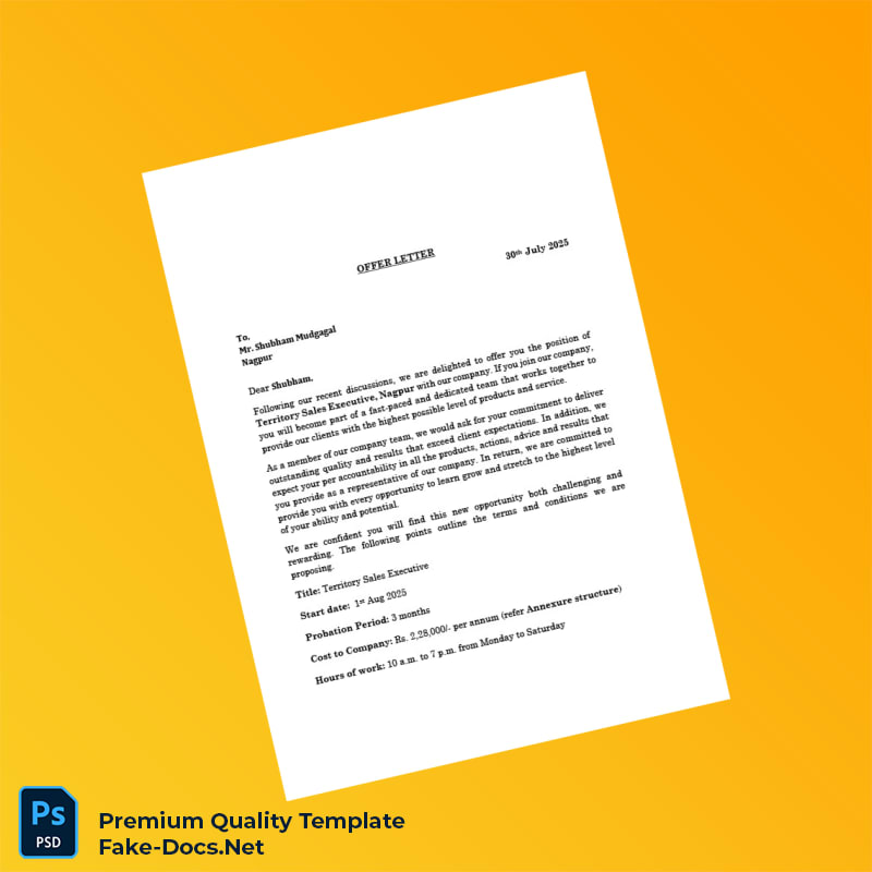 India Greenbiz Agro Industries LLP Offer Letter Template (Word & PDF) 4 page India Greenbiz Agro Industries LLP Offer Letter Template (Word & PDF) 4 page