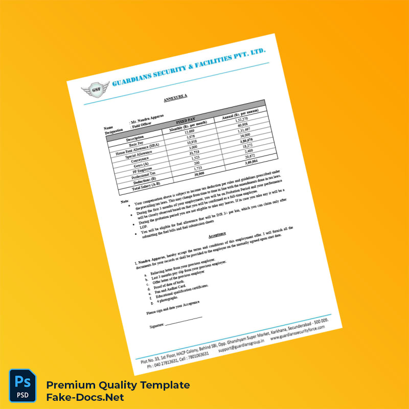 India Guardians Security Facilities Pvt Ltd Employment Verification Letter Template (Word & PDF) 7 page India Guardians Security Facilities Pvt Ltd Employment Verification Letter Template (Word & PDF) 7 page