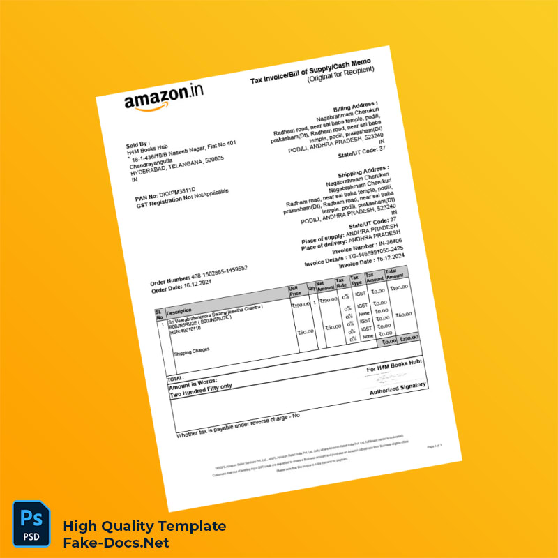 India H4M Books Hub Invoice Template in Word and PDF formats India H4M Books Hub Invoice Template in Word and PDF formats