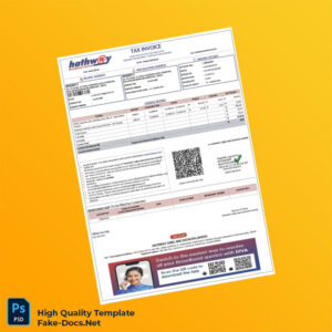 India Hathway Cable and Datacom Limited Invoice Template in Word and PDF formats