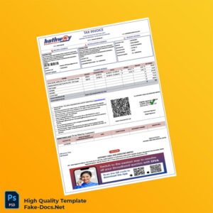 India Hathway Cable and Datacom Limited Tax Invoice Template in Word and PDF formats