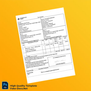 India Headphone Zone Pvt Ltd Tax Invoice Template in Word and PDF formats