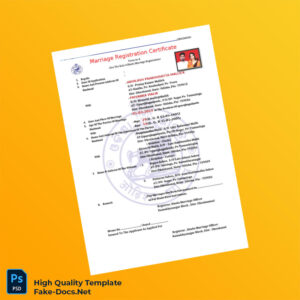 India Hindu Marriage Registration Certificate Template in Word and PDF formats 2 page India Hindu Marriage Registration Certificate Template in Word and PDF formats 2 page