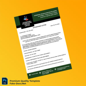 India Interesting Technologies Private Limited Appointment Letter Template (Word & PDF) 2 page