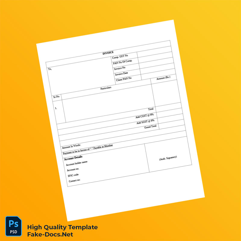 India Invoice Format Template in Word and PDF formats India Invoice Format Template in Word and PDF formats