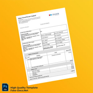 India Ishan Netsol Private Limited Tax Invoice Template in Word and PDF formats 2 page