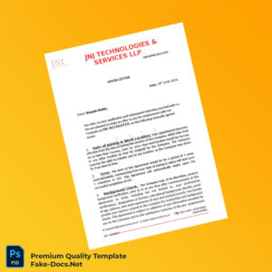 India JNJ Technologies Services LLP Employment Verification Letter Template (Word & PDF) 4 page