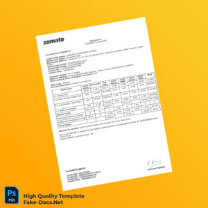 India Jubilant Foodworks Limited Invoice Template in Word and PDF formats 2 page