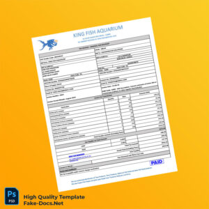 India King Fish Aquarium Tax Invoice Template in Word and PDF formats