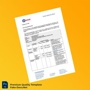 India Kotak Mahindra Bank Employment Verification Letter Template (Word & PDF) 3 page