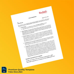 India Kushal s Retail Private Limited Employment Verification Letter Template (Word & PDF) 2 page