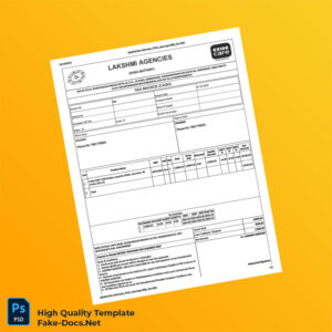 India Lakshmi Agencies Tax Invoice Template in Word and PDF formats 2 page