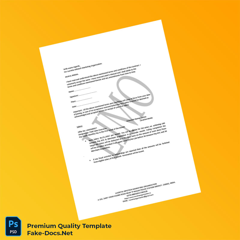 India Lucretia Infotech Marketing Organization Employment Verification Letter Template (Word & PDF) 6 page India Lucretia Infotech Marketing Organization Employment Verification Letter Template (Word & PDF) 6 page