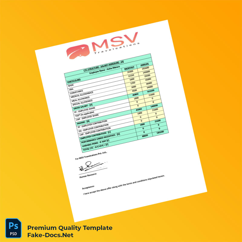 India MSV Travelcations Pvt Ltd Employment Verification Letter Template (Word & PDF) 6 page India MSV Travelcations Pvt Ltd Employment Verification Letter Template (Word & PDF) 6 page