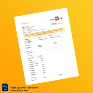 India MakeMyTrip Invoice Template in Word and PDF formats 3 page