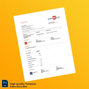 India MakeMyTrip Tax Invoice Template in Word and PDF formats 3 page