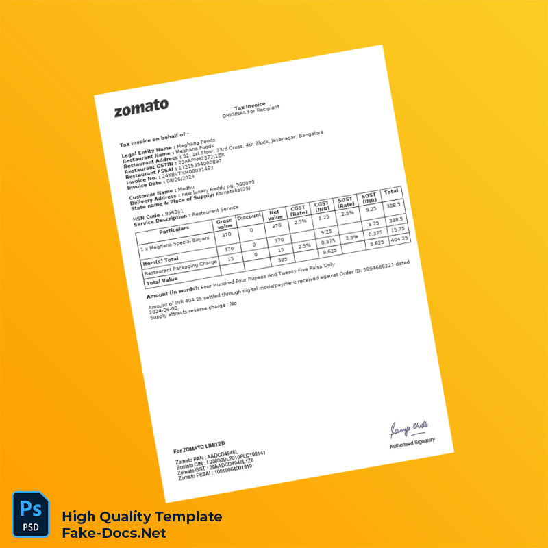 India Meghana Foods Invoice Template in Word and PDF formats 2 page India Meghana Foods Invoice Template in Word and PDF formats 2 page