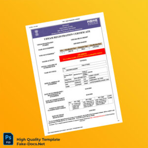 India Ministry of Commerce Editable Udyam Registration Certificate Template in Word and PDF formats 4 page