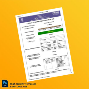 India Ministry of MSME Udyam Registration Certificate Template in Word and PDF formats 4 page India Ministry of MSME Udyam Registration Certificate Template in Word and PDF formats 4 page