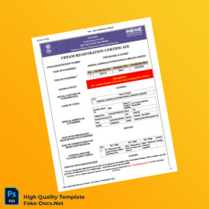 India Ministry of Micro Small and Medium Enterprises Editable MSME Registration Certificate Template in Word and PDF formats 4 page
