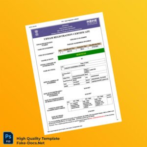 India Ministry of Micro Small and Medium Enterprises Editable Udyam Registration Certificate Template in Word and PDF formats 2 page India Ministry of Micro Small and Medium Enterprises Editable Udyam Registration Certificate Template in Word and PDF formats 2 page