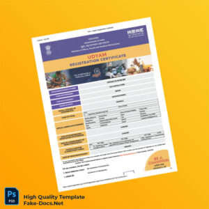 India Ministry of Micro Small and Medium Enterprises MSME Registration Certificate Template in Word and PDF formats 4 page