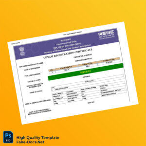 India Ministry of Micro Small and Medium Enterprises Udyam Registration Certificate Template in Word and PDF formats 5 page India Ministry of Micro Small and Medium Enterprises Udyam Registration Certificate Template in Word and PDF formats 5 page