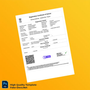 India Ministry of Road Transport Registration Certificate Template in Word and PDF formats India Ministry of Road Transport Registration Certificate Template in Word and PDF formats
