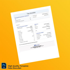 India MobiKwik Tax Invoice Template in Word and PDF formats